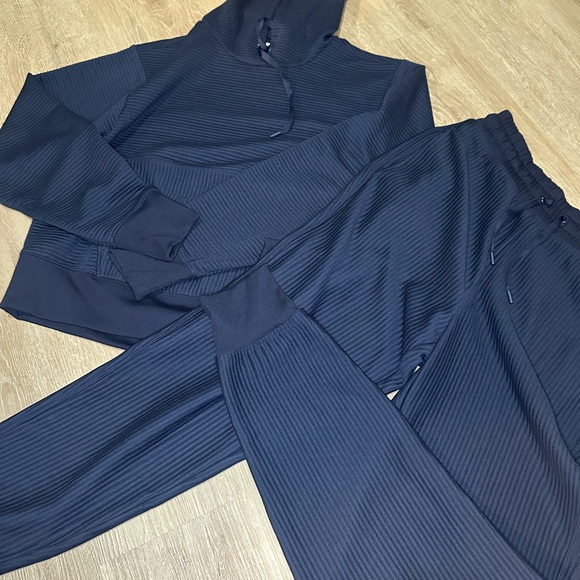 DSG Ribbed Jogger Set Navy Blue Hoodie & Pants Lounge Set Size S - Picture 4 of 5